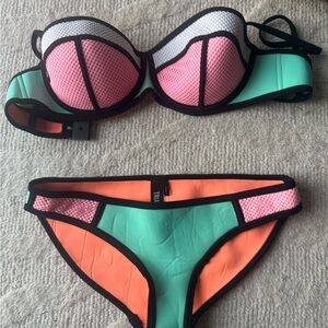 triangl swimwear Pink, Mint & Coral Colorblock Neoprene Bikini